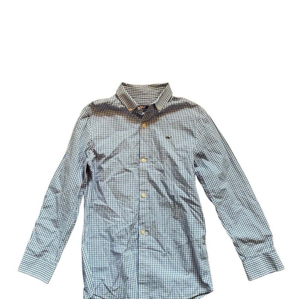 Vineyard Vines Whale Shirt Blue Checked Button Down Shirt Size S Non Smoking